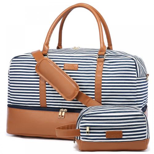 Realer Overnight Carry on Weekender Duffel with Shoe Compartment Toiletry Bag Flight Approved Womens Canvas Luggage Travel Bags
