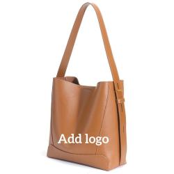 2024 New Fashion Custom Large Capacity Ladies Brown Leather Handbags Shoulder Crossbody Bucket Bags For Women The Tote Vintage