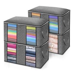 SN001 Foldable Clothes Organizer Nonwovens Storage Containers for Organizing Bedroom Closet Clothing Comforter Organization