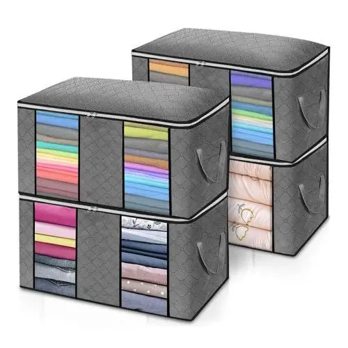 SN001 Foldable Clothes Organizer Nonwovens Storage Containers for Organizing Bedroom Closet Clothing Comforter Organization