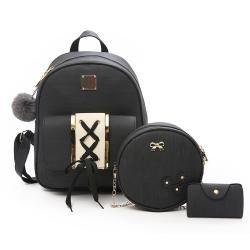 Women Fashion 3PCS Set Backpacks Pu Leather Student School Bags Designer Ladies Elegant Backpack For Girls