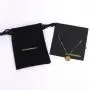 Custom Gold Stamping Cotton Linen Bracelet Necklace Jewelry Bag With Microfiber Cleaning Cloth Jewelry Card Packing Pouch