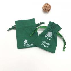 Custom White Logo Small Cotton Linen Drawstring Bag for Jewelry Necklace Packaging Reusable Cotton Dust Gift Pouch