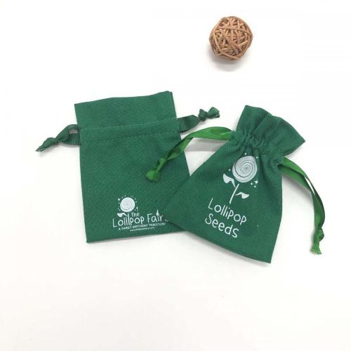 Custom White Logo Small Cotton Linen Drawstring Bag for Jewelry Necklace Packaging Reusable Cotton Dust Gift Pouch