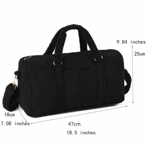 Keymat Hot Sale Rts Black Brown Pink Large Capacity Handbag Cute Bridesmaid Travel Bag Teddy Sherpa Duffel Bag Weekender Bag