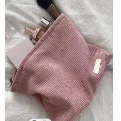 Korean Vintage Corduroy Pen Bag Ladies Canvas Zipper Fashion Makeup Bag Woman Pure Color Mobile Phone Coin Wallet Storage Bag