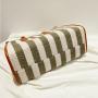 2024 Custom Stripe Canvas PU Tote Bags For Women Ladies Hand Bag Set With Pouch