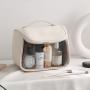 Custom Logo PU PVC Wash Portable Makeup Bag Handle Storage Cosmetic Bag Large Hanging Clear Travel Toiletry Bag