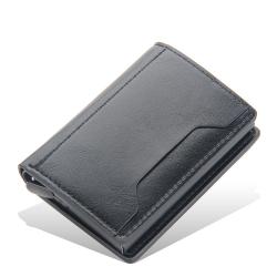 OEW011 RFID Blocking Leather Business Card Wallet Case PU Business Card Holder Pop Up Aluminum Card Case Men's Coin Purse