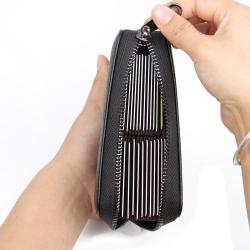 2022 New Arrival Multifunctional Woman Men Genuine Leather Rfid Blocking Zip Credit Card Holder Wallet