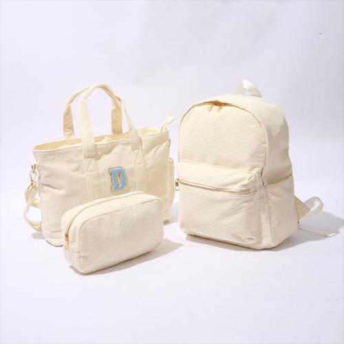 New Arrival Fashion Custom Women Men Corduroy Diaper Backpack Cosmetic Bags&Cases Duffel Bags Travel Handbag