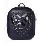 Custom design women leather ita backpack with heart clear window gothic rivet decoration clear PVC Ita bag