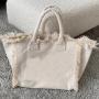 New Listing DIY Custom Large Designer Ladies Female Single Shoulder Hand Bag Plain tassel canvas Totes Bag