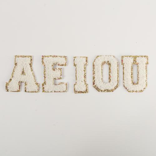 DIY Personalized Stock Self Adhesive Multi Color Chenille Patches Set A-Z Bold Letter Patches Stickrt Embroidery Chenille Letter