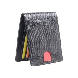 Slim front pocket PU leather card holder wallet new design Lizard pattern leather card holder