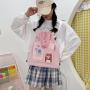 Wholesale Organic Cotton Canvas Bag Cute Cartoon Bundle Backpack Portable Student Shopping Bag