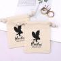 Recyclable 100% Cotton Fabric Drawstring Pouch For Key Jewelry Packing Small Natural Custom Logo Printed Muslin Gift Bag
