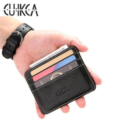 CUIKCA Unisex Mini Card Holder Business ID Credit Card Case PU Leather Coins Purse Mini Wallet For Men Women