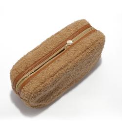 Women Teddy Zipper Pouch  Portable Travel Case Lovely Brush Organizer Makeup Storage Glossy Plush Fluffy Cosmetic Bag
