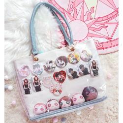 Factory custom transparent hand bag ita shoulder bag clear custom Ita bag with pin display pocket