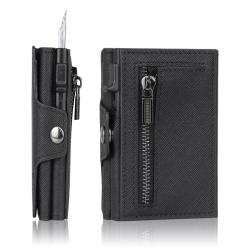 Customized aluminum card holder wallet automatic smart metal wallet leather pop up wallet
