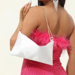 Imitate Slik Stain Underarm Square Evening Bag Party Dinner Bag Gold Chain Handbag Bridal Wedding Clutch Lady sac tendance 2024