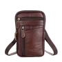 Genuine leather men's outdoor sports waist bag with leather belt