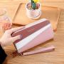 KBW270 2023 New Double Zip Purse Women's Long Clutch Bag High Quality Stitching Clash Colour Double Money Clip Phone Bag