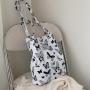 Korean Style Canvas Large Capacity Handbags For Girls Printing Shoulder Bags Students Vintage Fashion Ladies Bags