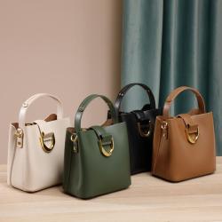 Customize bucket handbag genuine leather shoulder bags for women's handbags ladies luxury shoulder leather bag with high quality