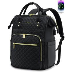 LOVEVOOK 15.6 17 inch Quilted Work Backpack for Teacher Nurse Large Capacity Office College Travel Laptop Backpack with USB Port