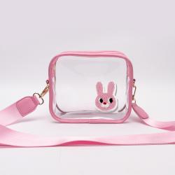 Keymay RTS Stock Custom Logo Popular Transparent Waterproof PVC Clear Crossbody Bag Women Shoulder Bags Clear Stadium Bags
