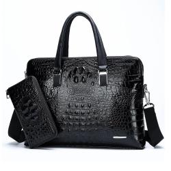 ZWY193 Wholesale Men New Crocodile Print Handbag PU Lightweight Daily Waterproof Briefcase Hot Sale Vintage Laptop Shoulder Bag