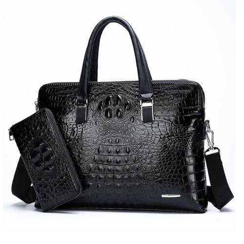 ZWY193 Wholesale Men New Crocodile Print Handbag PU Lightweight Daily Waterproof Briefcase Hot Sale Vintage Laptop Shoulder Bag