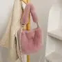 Autumn Winter Korean Soft Plush Portable Handbags Ins Retro Pearl Chain Small Square Bag Single Shoulder Texture Bucket Bag