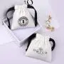 Custom Logo Printed Mini Cotton Canvas Jewelry Bag Drawstring Brush Canvas Earring Ring Packing Jewelry Pouch