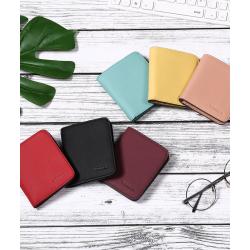 ZR680 RFID Women's Wallet Small Purse Trend Buckle Short Card Bag PU Business Wallet Card Holder Case Money Clip Customized logo