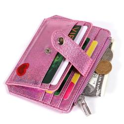 ZHF060 Korean Laser PU Card Bag Love Embroidery Women's Zipper Buckle Zero Wallet Mini Wallet Lovely Card Clip Wholesale