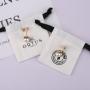 Custom Logo Printed Mini Cotton Canvas Jewelry Bag Drawstring Brush Canvas Earring Ring Packing Jewelry Pouch