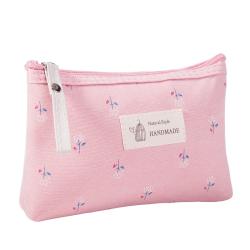 Waterproof Printed Canvas Cosmetic Bag Multifunctional Student Pencil Pouch Portable Small Zipper Wash Bag For Women