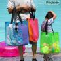 Wholesale 2024 Travel Colorful Mesh Beach Tote Bag Extra Large Mesh Shopping Bag With Drawstring