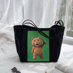 Han Edition Single Shoulder Bag Handbag High-capacity Fashionable Leisure Korean Girls' Canvas Bag Printing Bear Tote Bags