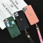Leather Mobile Phone Case With Card Holder Slot Pocket Lanyard Necklace Crossbody Strap For Iphone 11 12 13 14 15 Pro Max Series