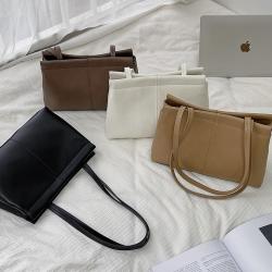 New large capacity PU leather shoulder bag simple white collar female handbag fashion handbag