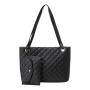 New Fashion Cheap Woman Tote Bag Custom Pure Color Large Capacity Diamond Lattice Handbag Two Pieces Set  Single Shoulder Bag