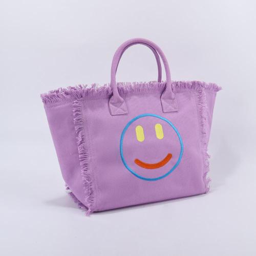 Hot Selling Custom Design Wholesale Fashion Tassel Purple Large Capacity Ladies Portable Shopping Travel Beach Tote Bag
