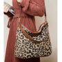 Women's Leopard Print Bag Designer Genuine Leather Shoulder Handbag Tote Bags