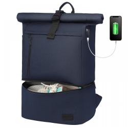 LOVEVOOK Wholesale rolltop Eco-friendly Waterproof Backpack Trendy Anti Theft Scool Bag with USB College Laptop Rucksack Herren