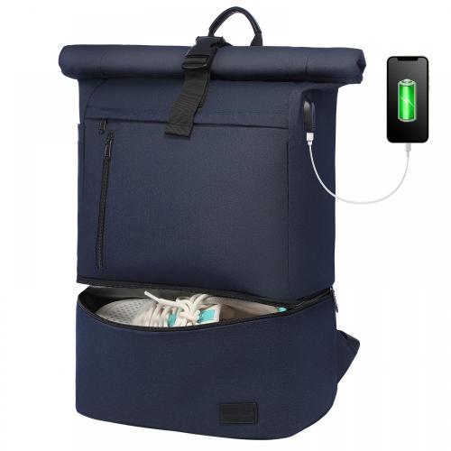 LOVEVOOK Wholesale rolltop Eco-friendly Waterproof Backpack Trendy Anti Theft Scool Bag with USB College Laptop Rucksack Herren