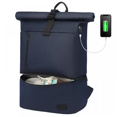 LOVEVOOK Wholesale rolltop Eco-friendly Waterproof Backpack Trendy Anti Theft Scool Bag with USB College Laptop Rucksack Herren